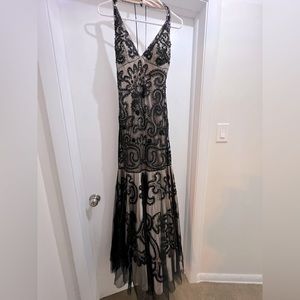 Black and champagne Sue Wong Nocturne beaded gown size 6